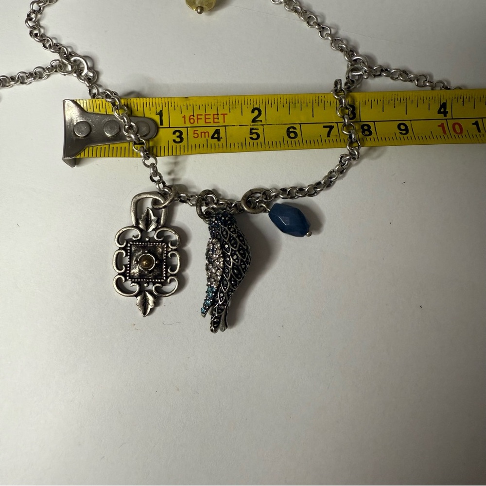 Lucky Brand Bird Charm Necklace + 14K Gold Over Silver CZ Bird Earrings Set - Picture 8 of 10